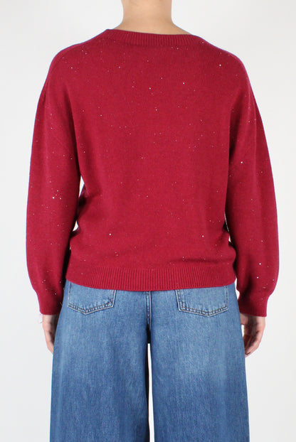 Maglione Scollo Tondo con Micro Paillettes