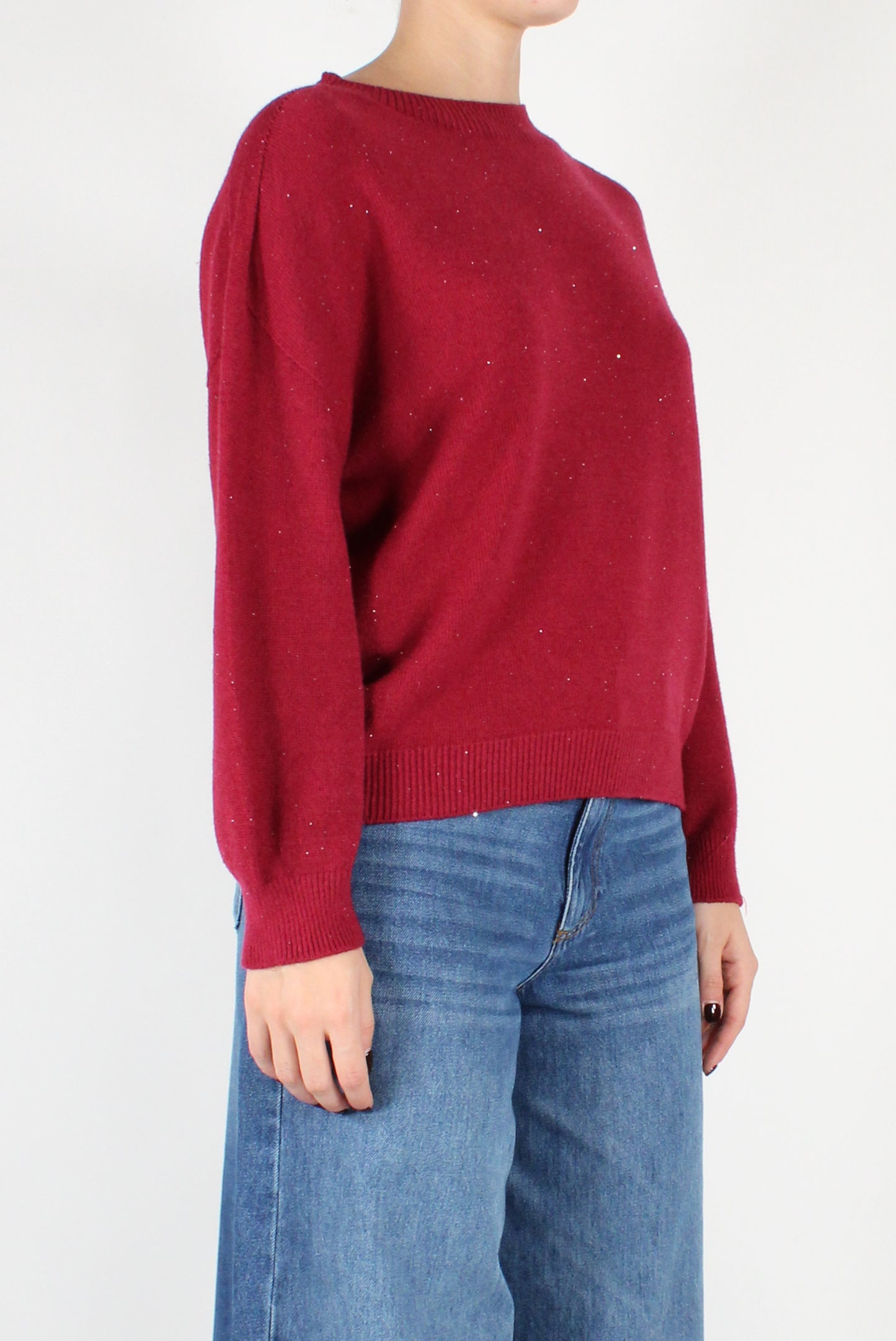 Maglione Scollo Tondo con Micro Paillettes