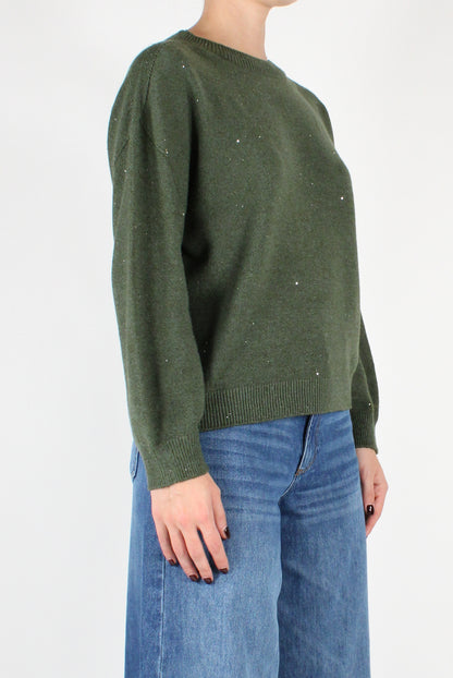 Maglione Scollo Tondo con Micro Paillettes