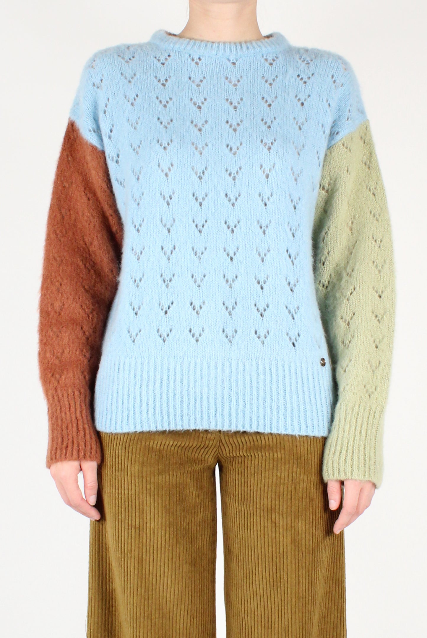 Multicolored Perforated Sweater