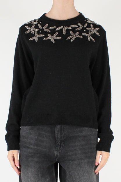 Maglione Ricami Floreali con Perline