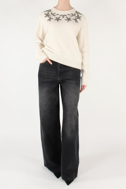 Maglione Ricami Floreali con Perline