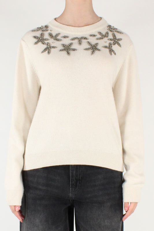 Maglione Ricami Floreali con Perline