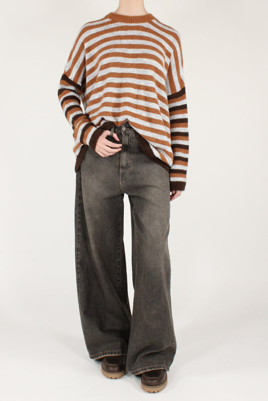 Maglione Over Girocollo a Righe