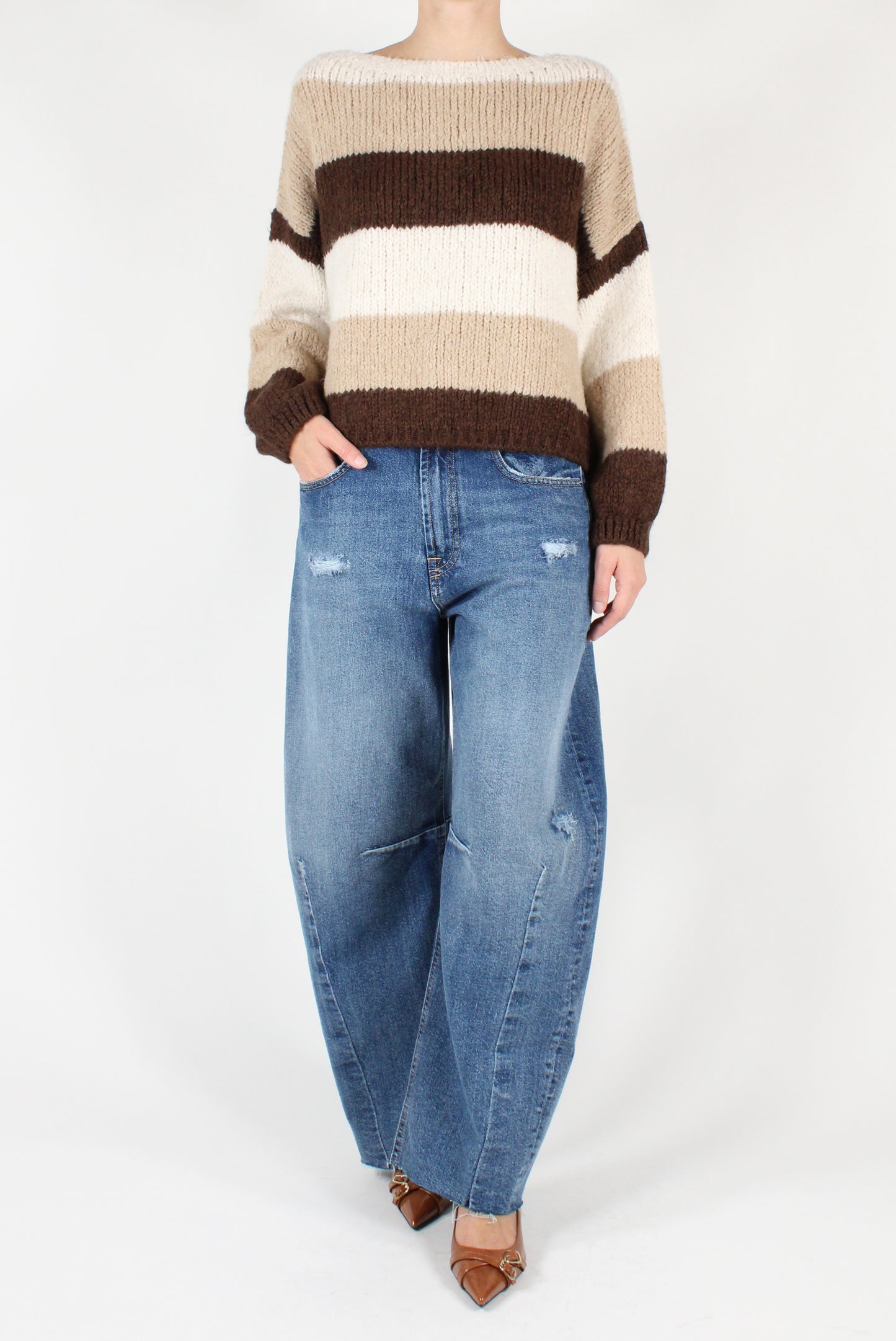 Striped Boat Neck Sweater