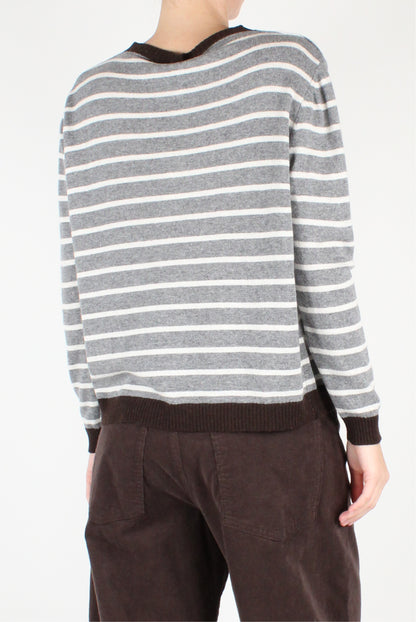 Wool Blend Striped Crew Neck Sweater