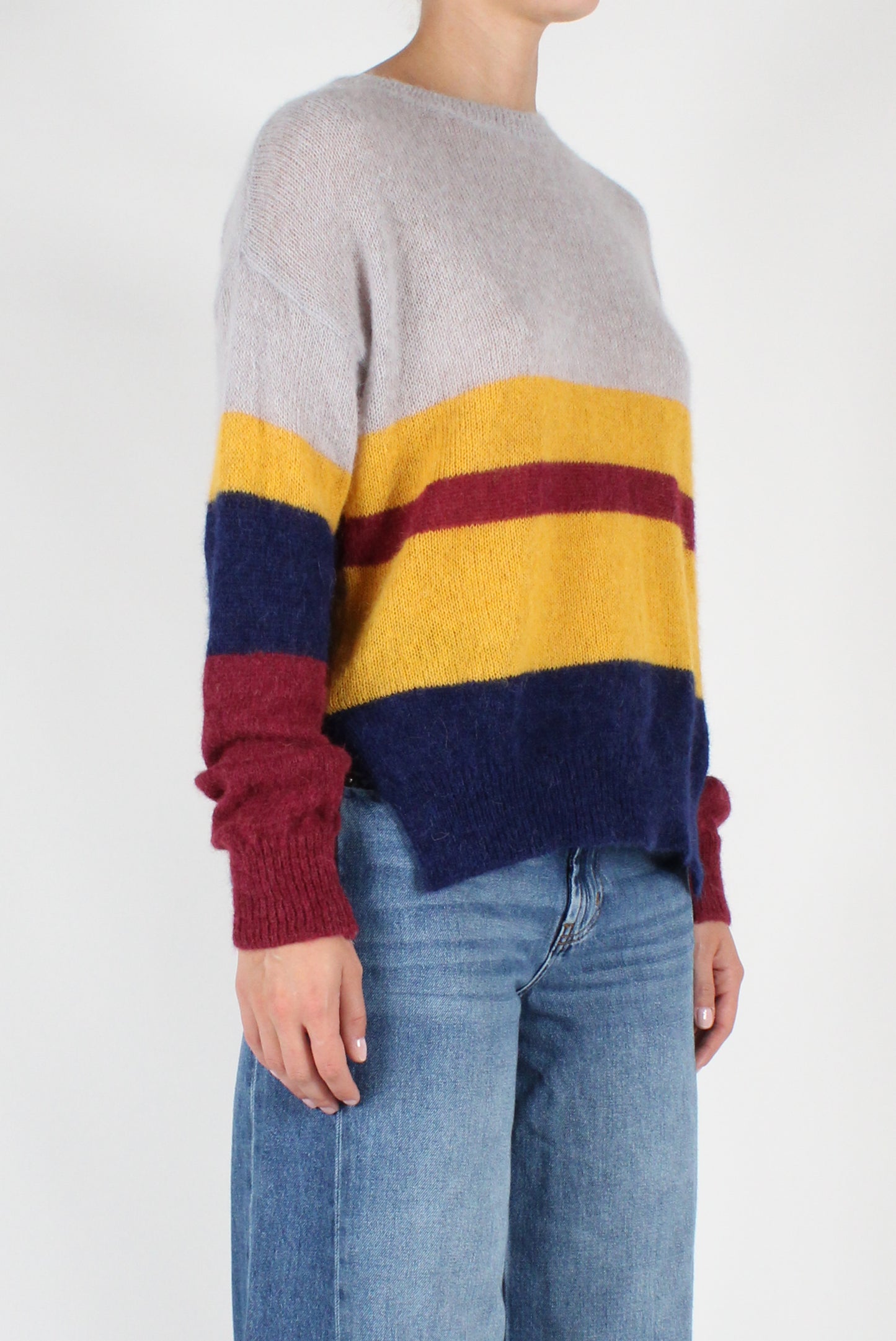 Alpaca Blend Striped Crewneck Sweater