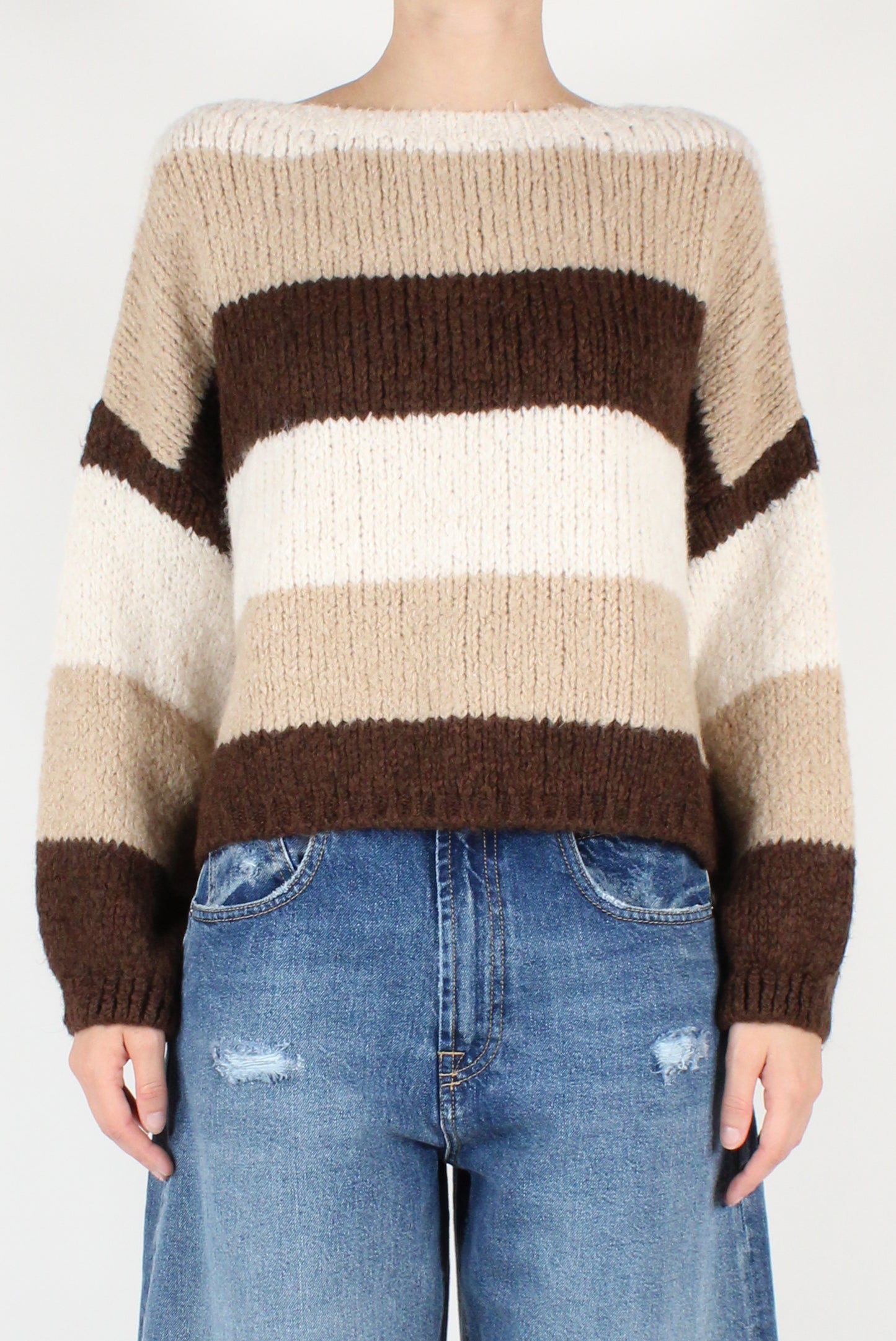 Striped Boat Neck Sweater