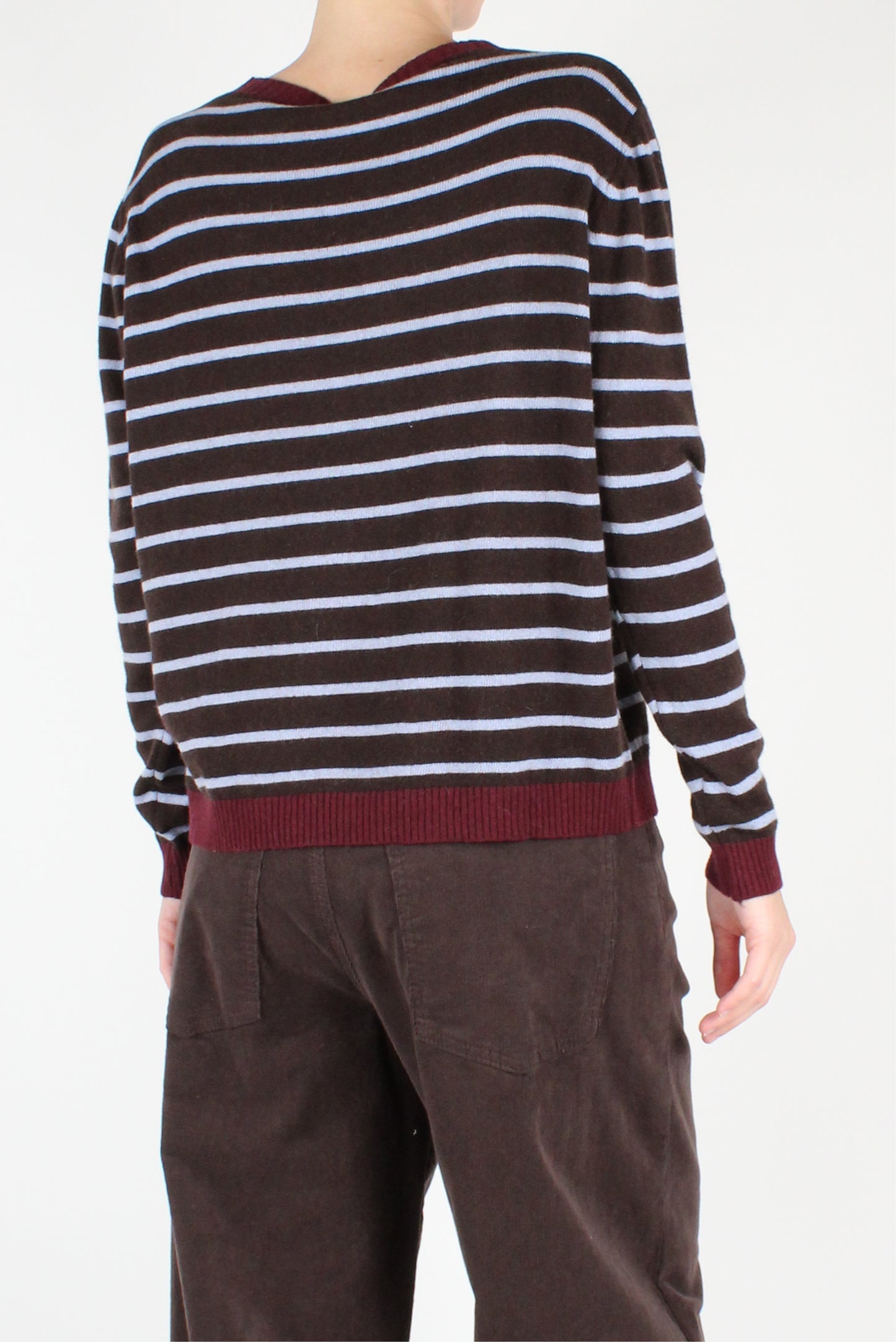 Wool Blend Striped Crew Neck Sweater