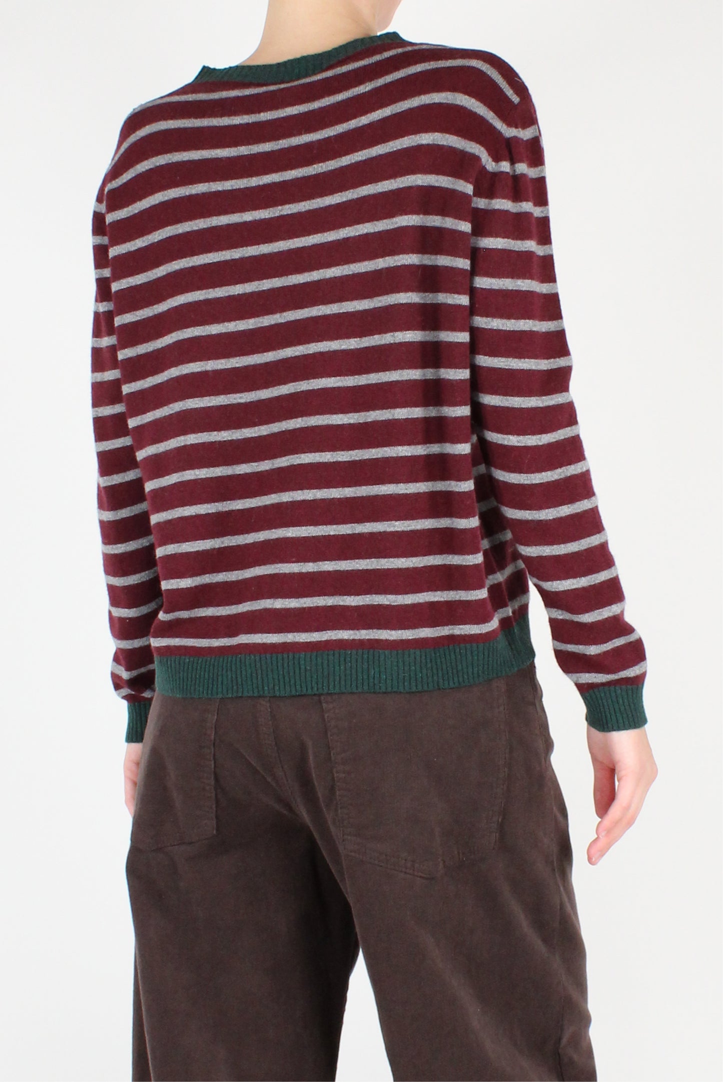 Wool Blend Striped Crew Neck Sweater