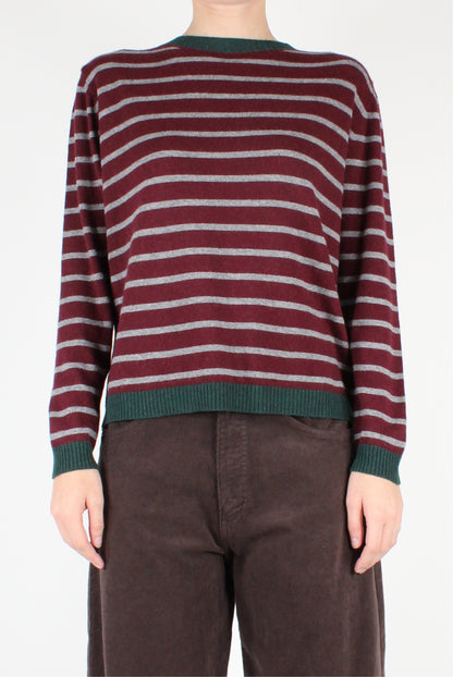 Wool Blend Striped Crew Neck Sweater