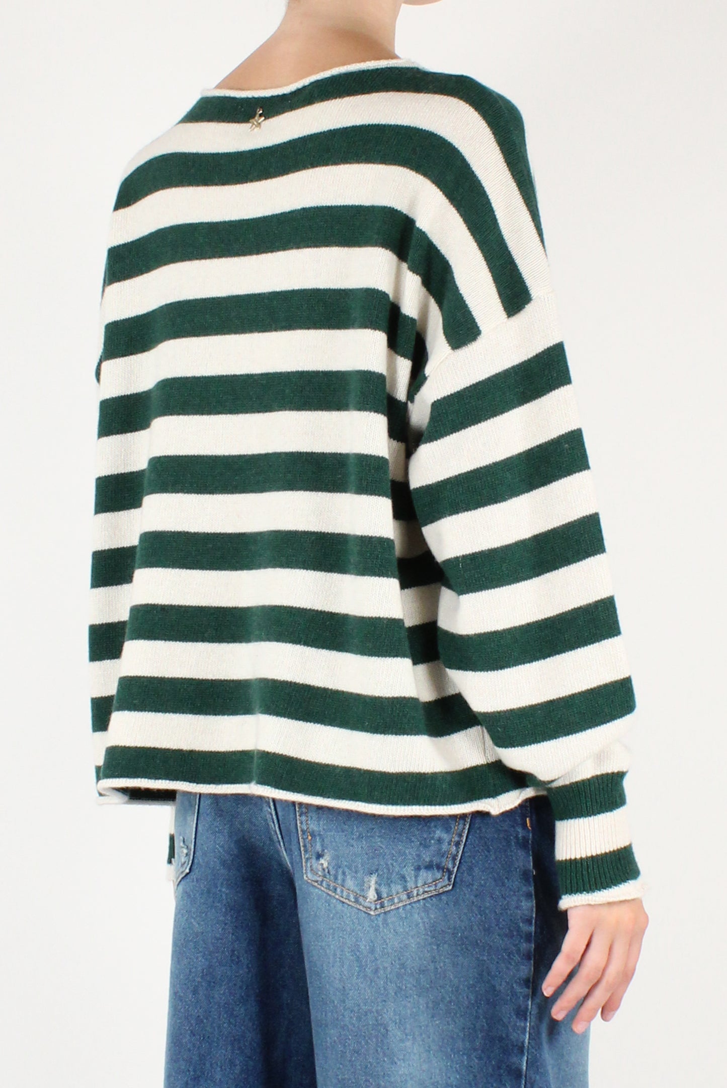 Maglione Scollo a Barca a Righe
