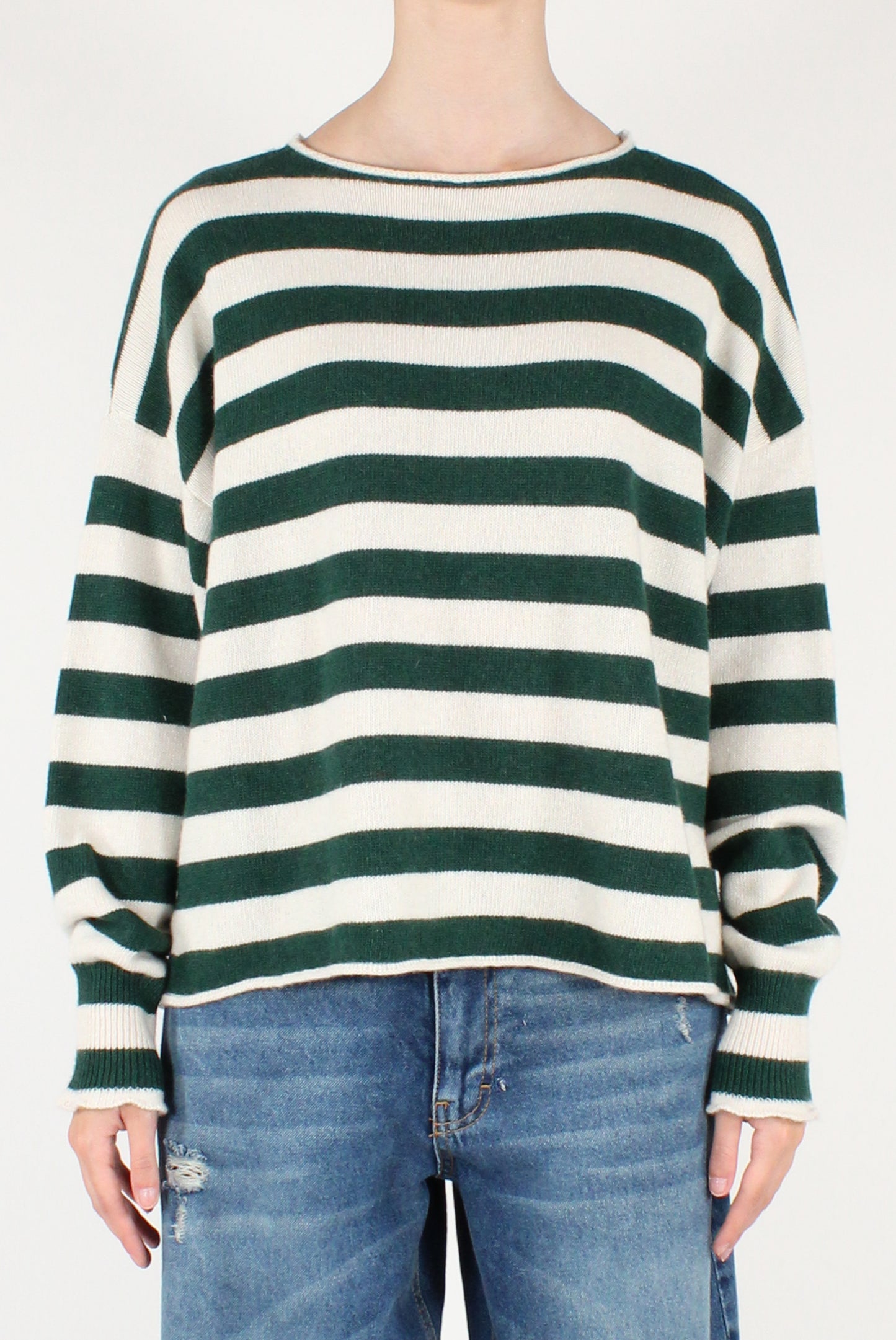 Maglione Scollo a Barca a Righe