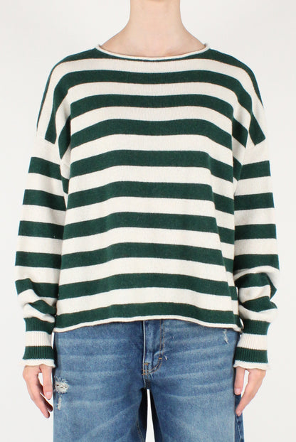 Maglione Scollo a Barca a Righe