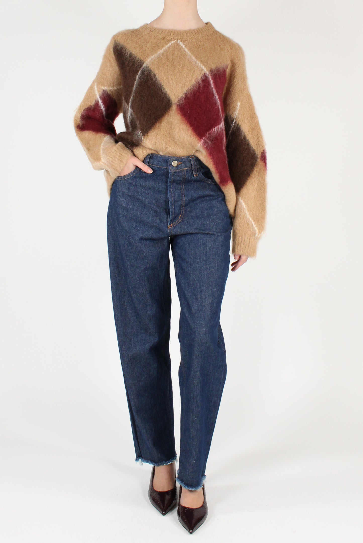 Maglione Over con Rombi Misto Mohair