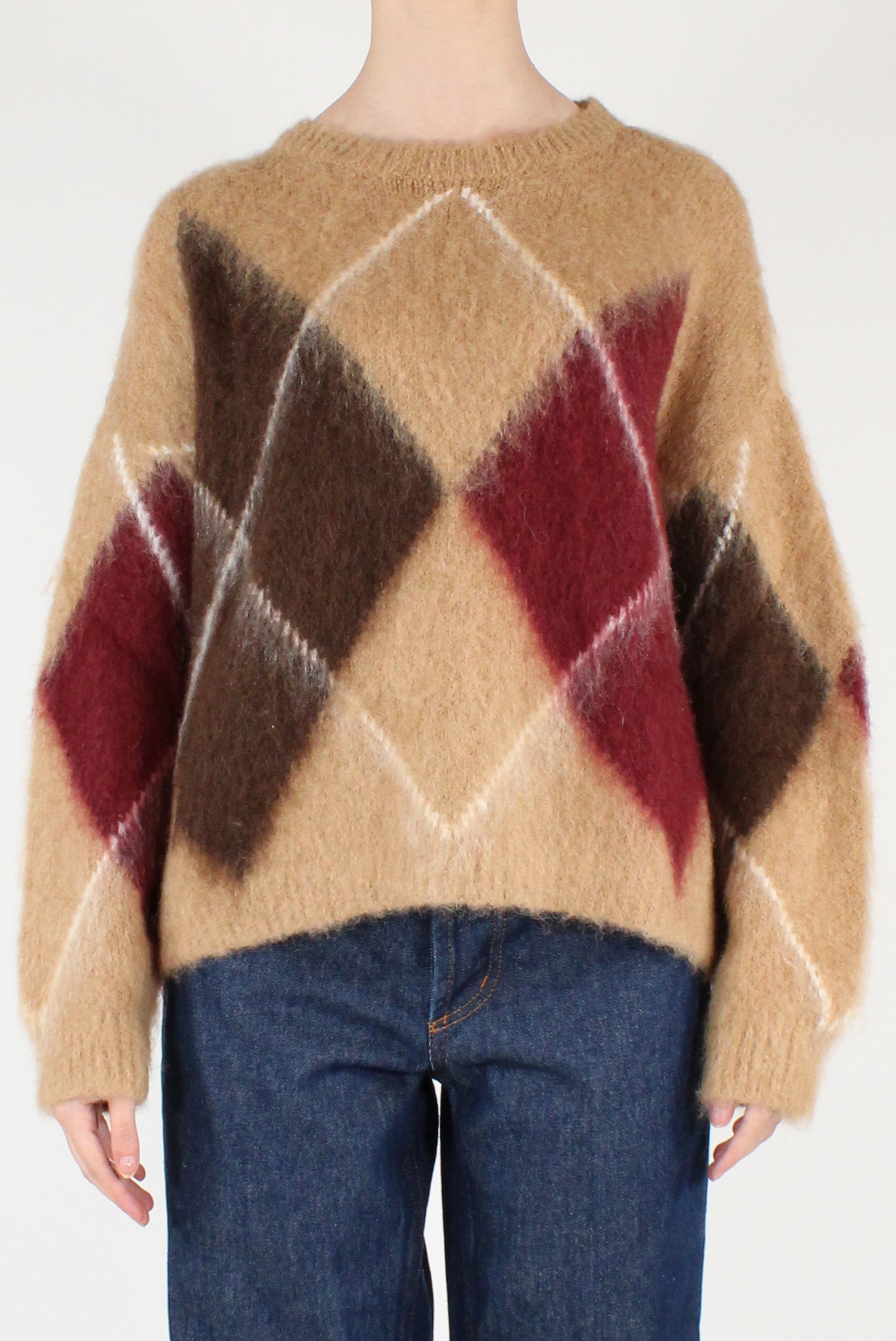 Maglione Over con Rombi Misto Mohair