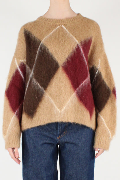 Maglione Over con Rombi Misto Mohair