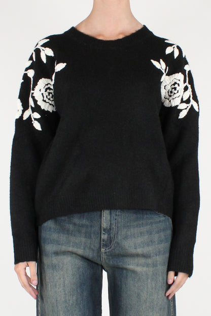 Maglione Girocollo Rose Ricamate