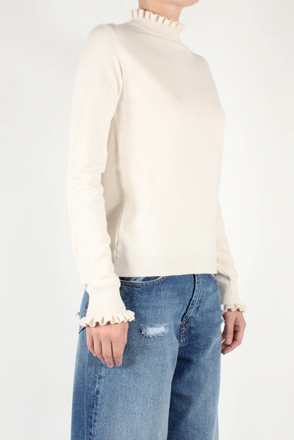 Viscose Blend Sweater with Ruffles