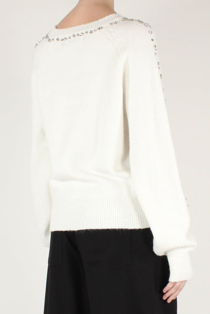 Maglione Scollo a Barca con Strass