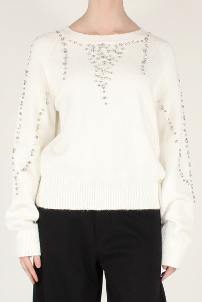 Maglione Scollo a Barca con Strass