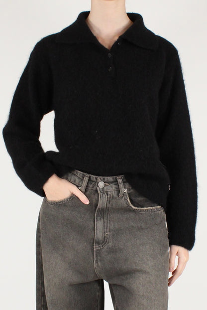 Maglione Scollo a Polo Misto Alpaca