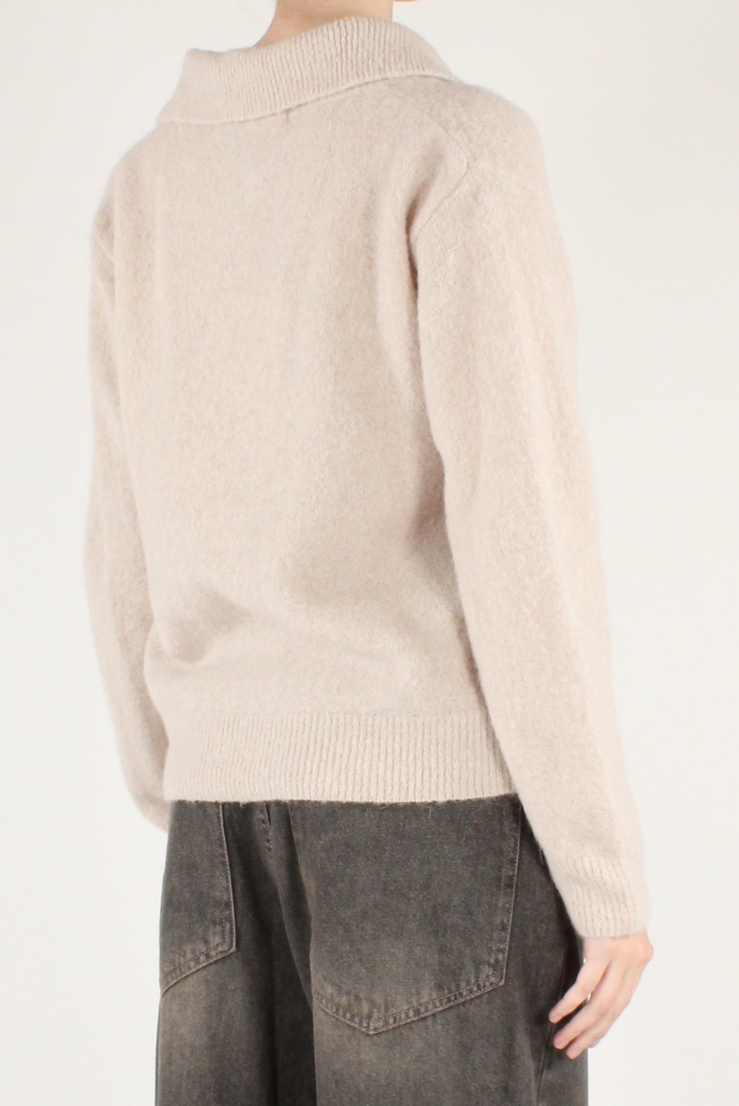 Maglione Scollo a Polo Misto Alpaca