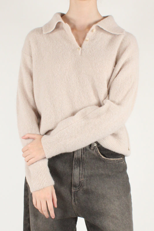 Maglione Scollo a Polo Misto Alpaca