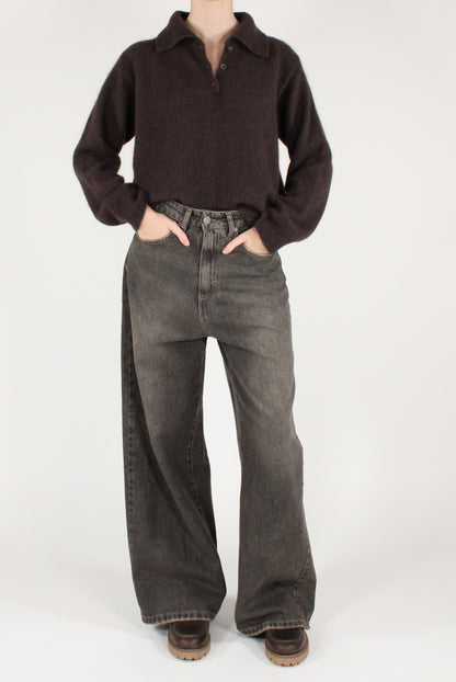 Maglione Scollo a Polo Misto Alpaca