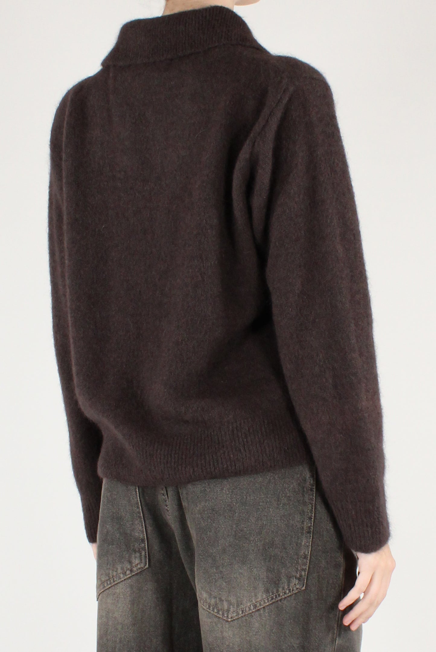 Maglione Scollo a Polo Misto Alpaca