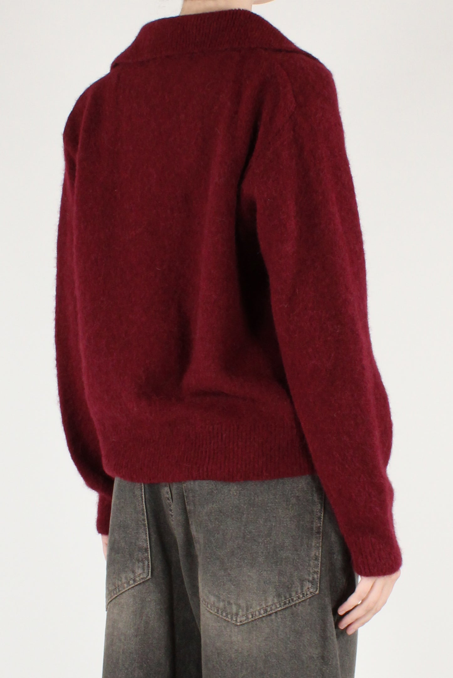 Maglione Scollo a Polo Misto Alpaca