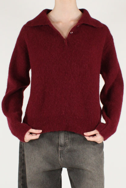 Maglione Scollo a Polo Misto Alpaca