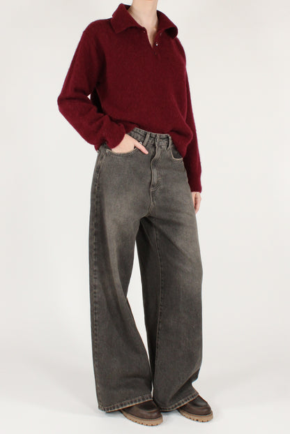 Maglione Scollo a Polo Misto Alpaca