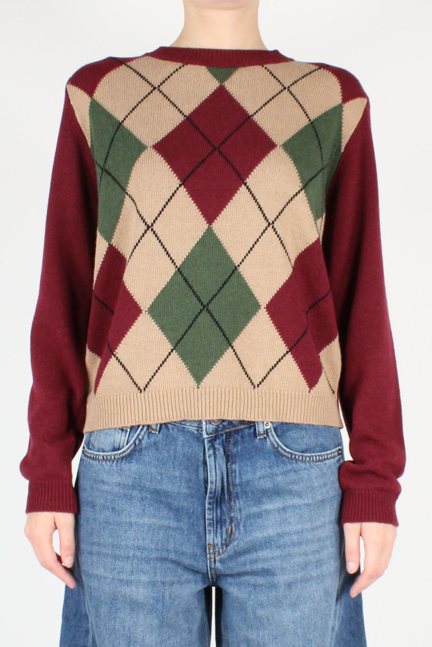 Scottish Pattern Crew Neck Sweater