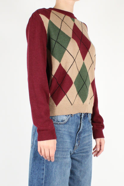 Scottish Pattern Crew Neck Sweater