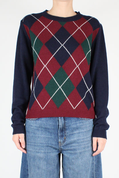 Scottish Pattern Crew Neck Sweater