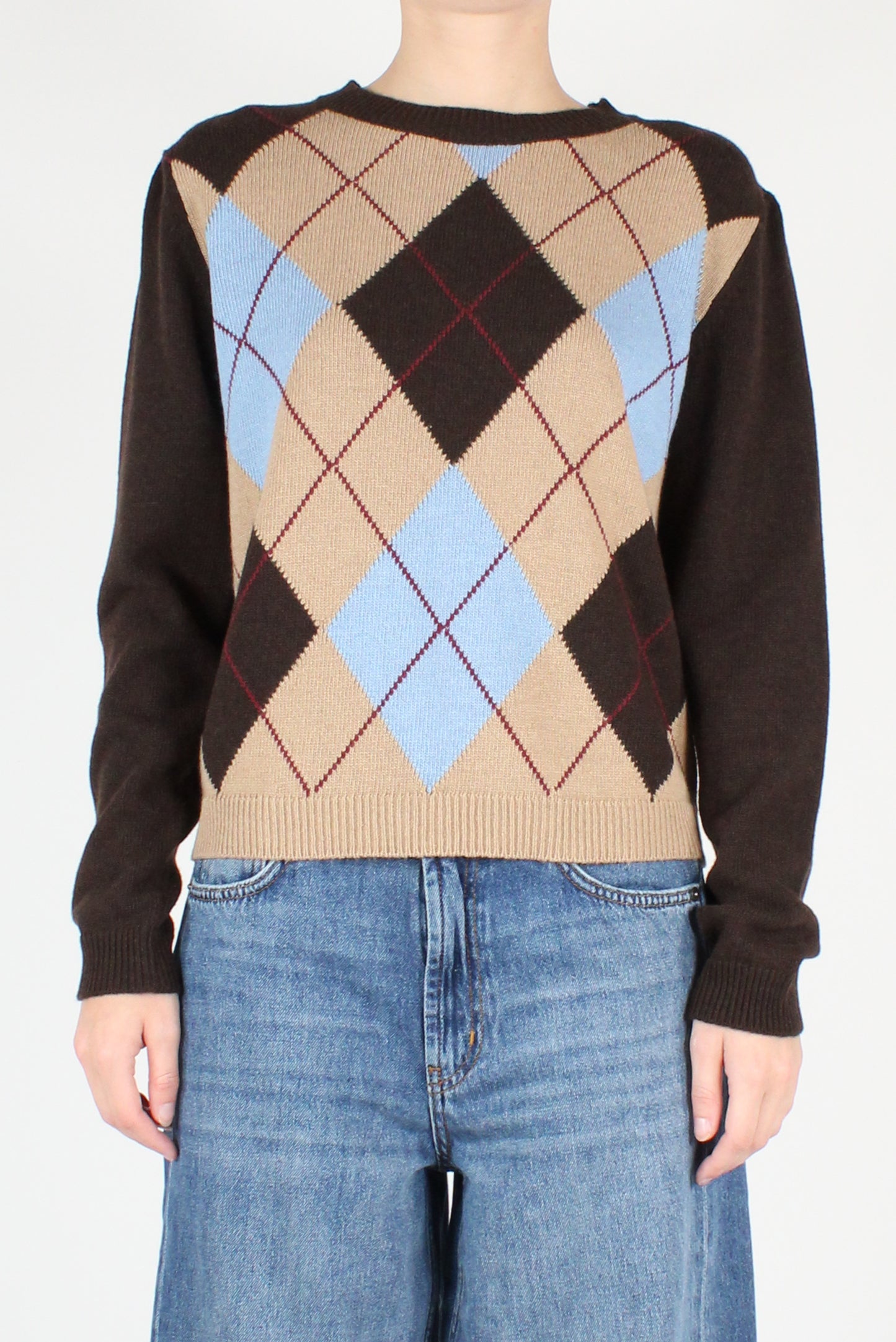 Scottish Pattern Crew Neck Sweater