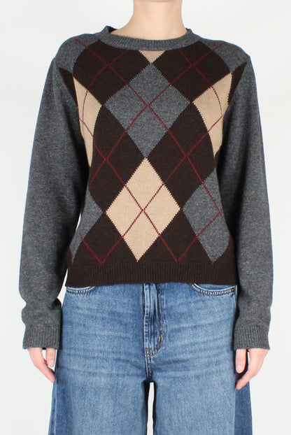 Scottish Pattern Crew Neck Sweater