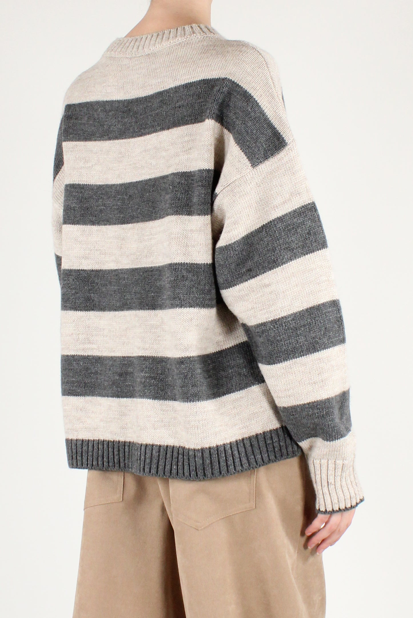 Maglione Over a Righe Scritta "St Moritz"