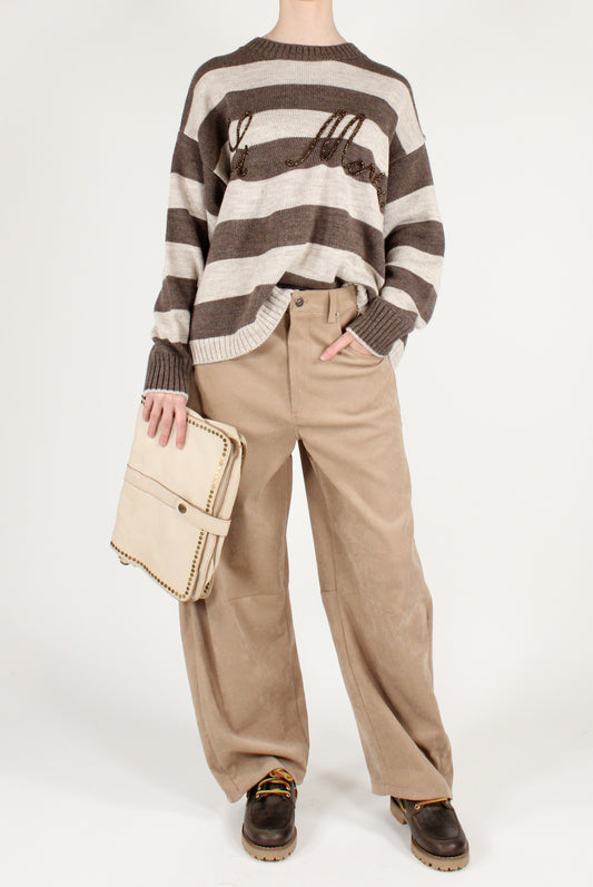 Oversized Striped Sweater with "St Moritz" Writing