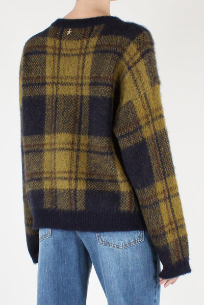 Maglione Stampa Tartan Misto Mohair