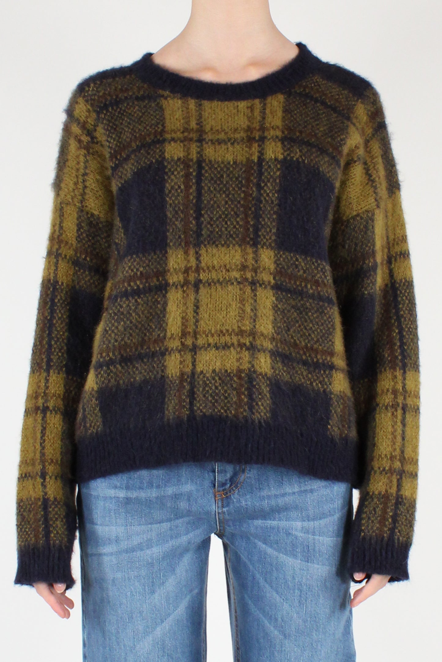 Maglione Stampa Tartan Misto Mohair