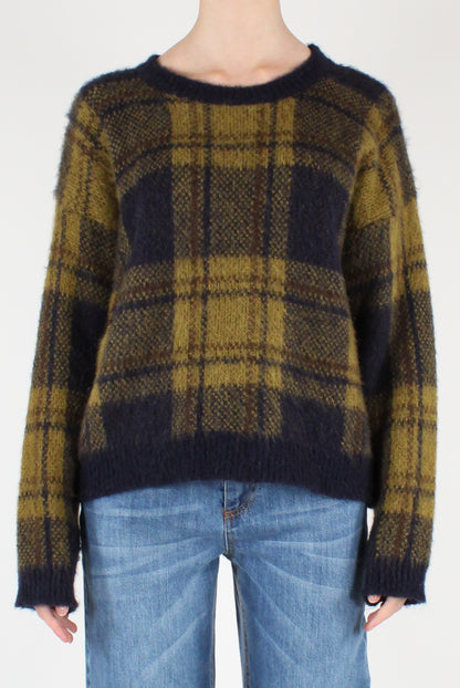 Maglione Stampa Tartan Misto Mohair