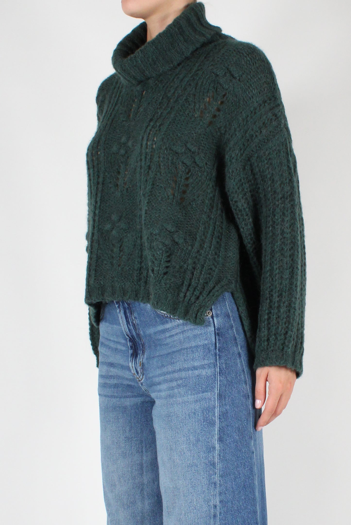 Asymmetric Floral Openwork Sweater