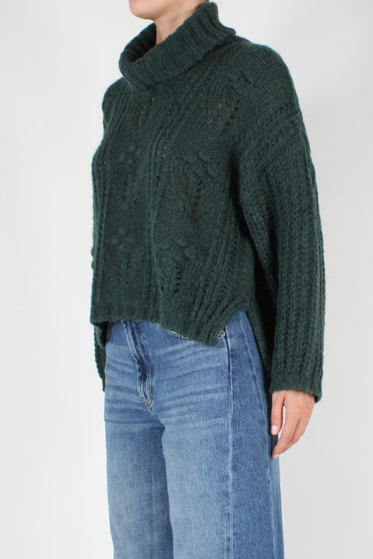 Asymmetric Floral Openwork Sweater