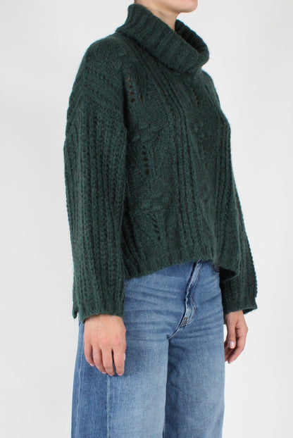 Asymmetric Floral Openwork Sweater