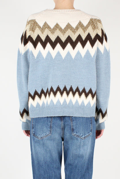 Zigzag Decorated Crew Neck Sweater