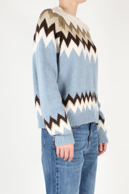 Zigzag Decorated Crew Neck Sweater