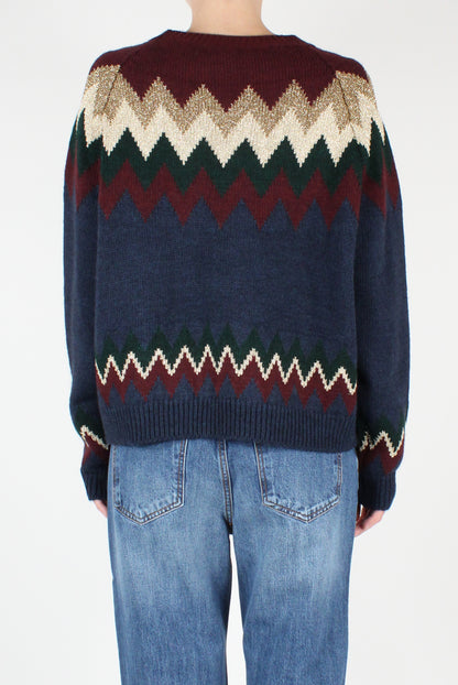 Zigzag Decorated Crew Neck Sweater