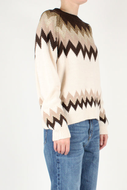 Zigzag Decorated Crew Neck Sweater